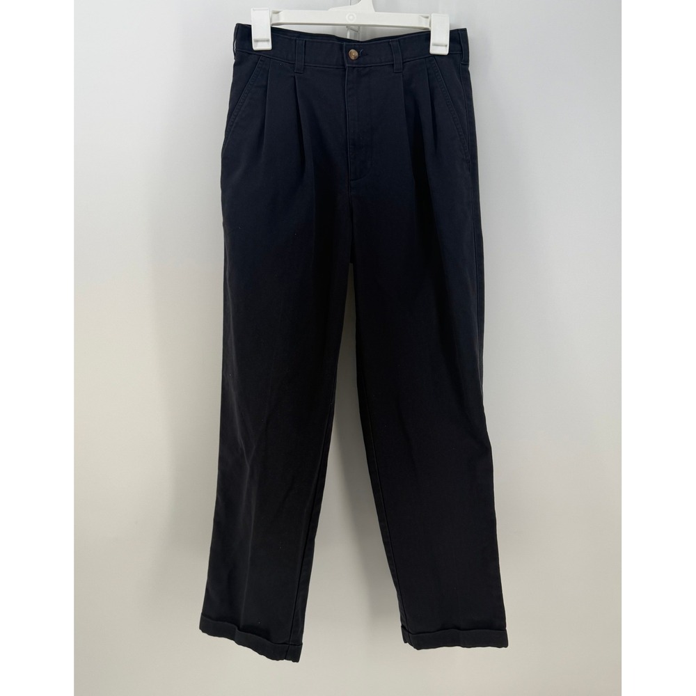 Puritan Chino Pants Mens 28x29 Navy Blue Pleated Cuffed High Rise Dark Academia